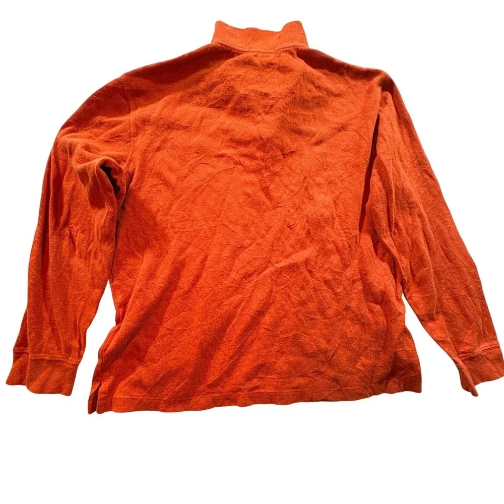 Polo Ralph Lauren‎ Quarter Zip Pullover Mens L Orange Estate Rib Cotton Sweater